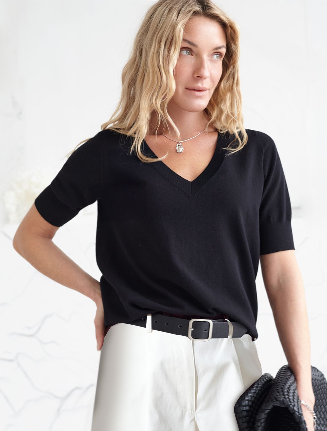 Джемпер тонкой вязки из вискозы с нейлоном