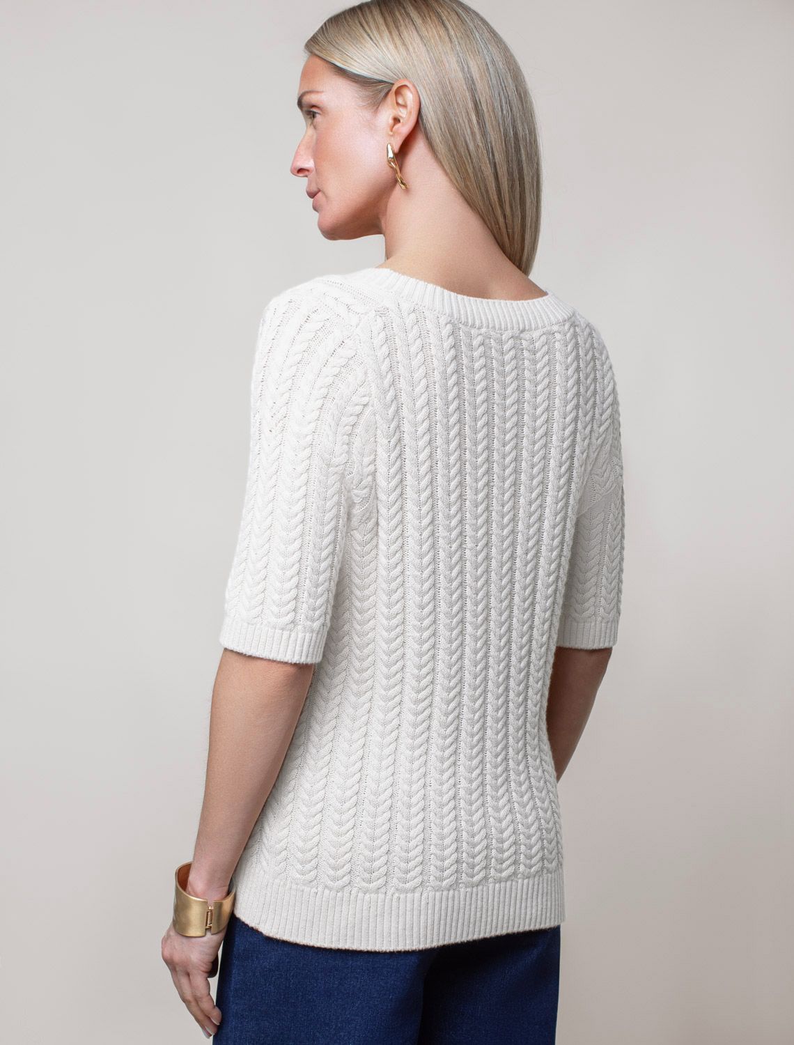 Джемпер фактурной вязки из хлопка с кашемиром