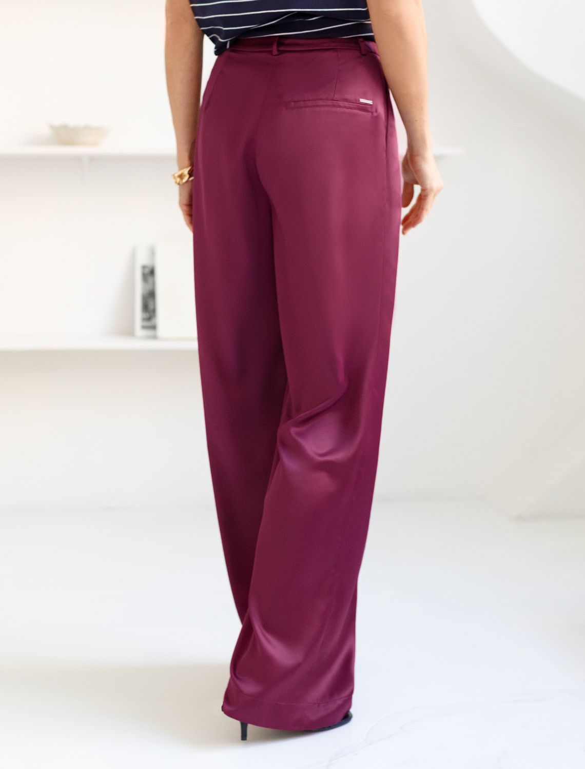 Брюки палаццо широкие из струящегося сатина