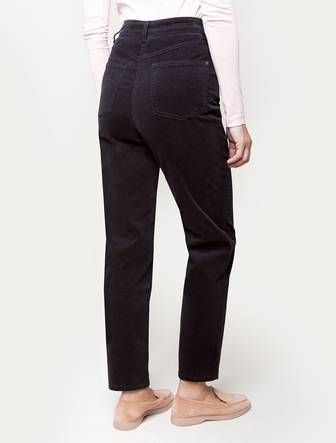 Укороченные эластичные брюки слим из микро вельвета