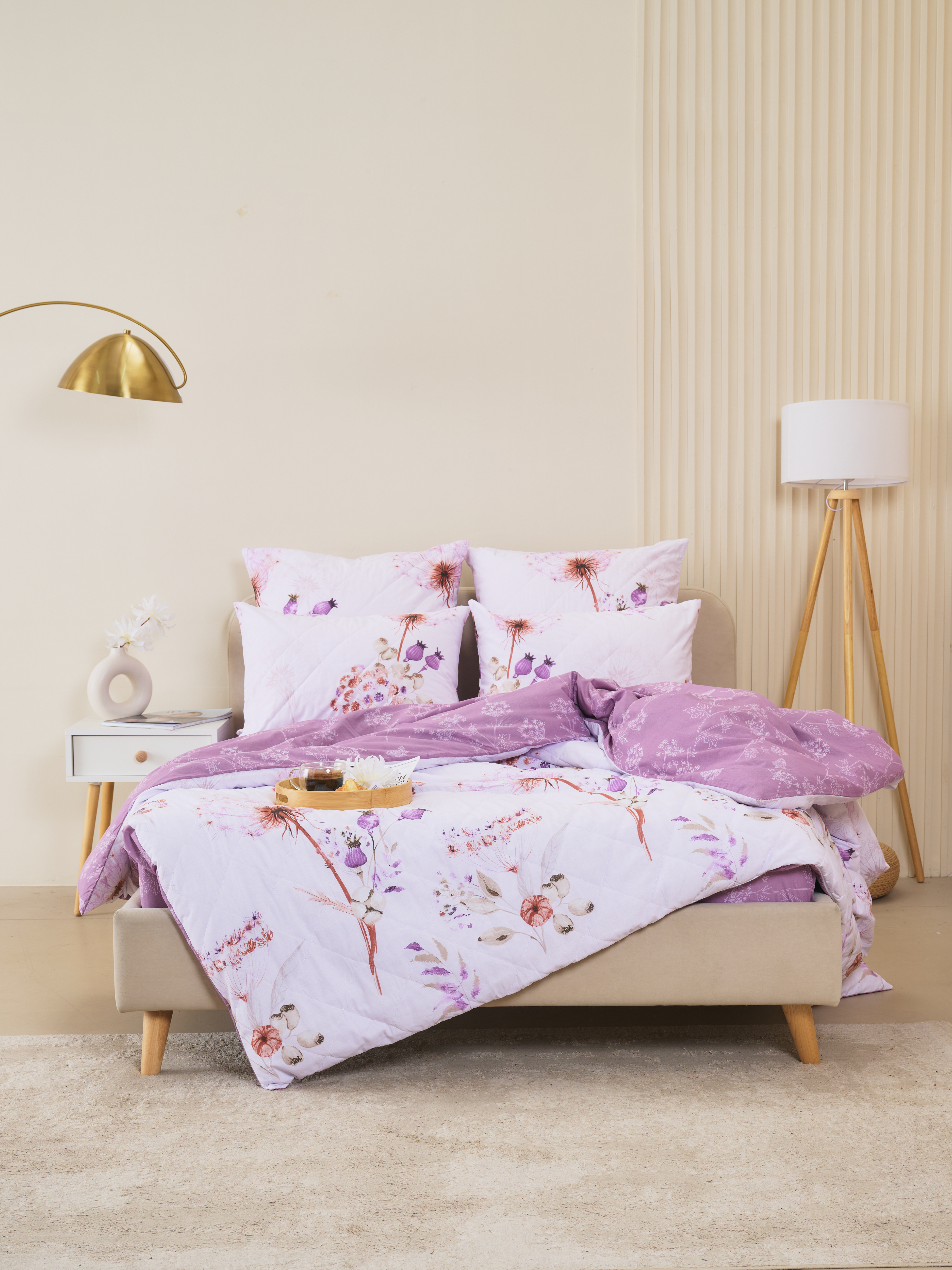 Постельное белье зима-лето из поплина с простыней на резинке - Виталина