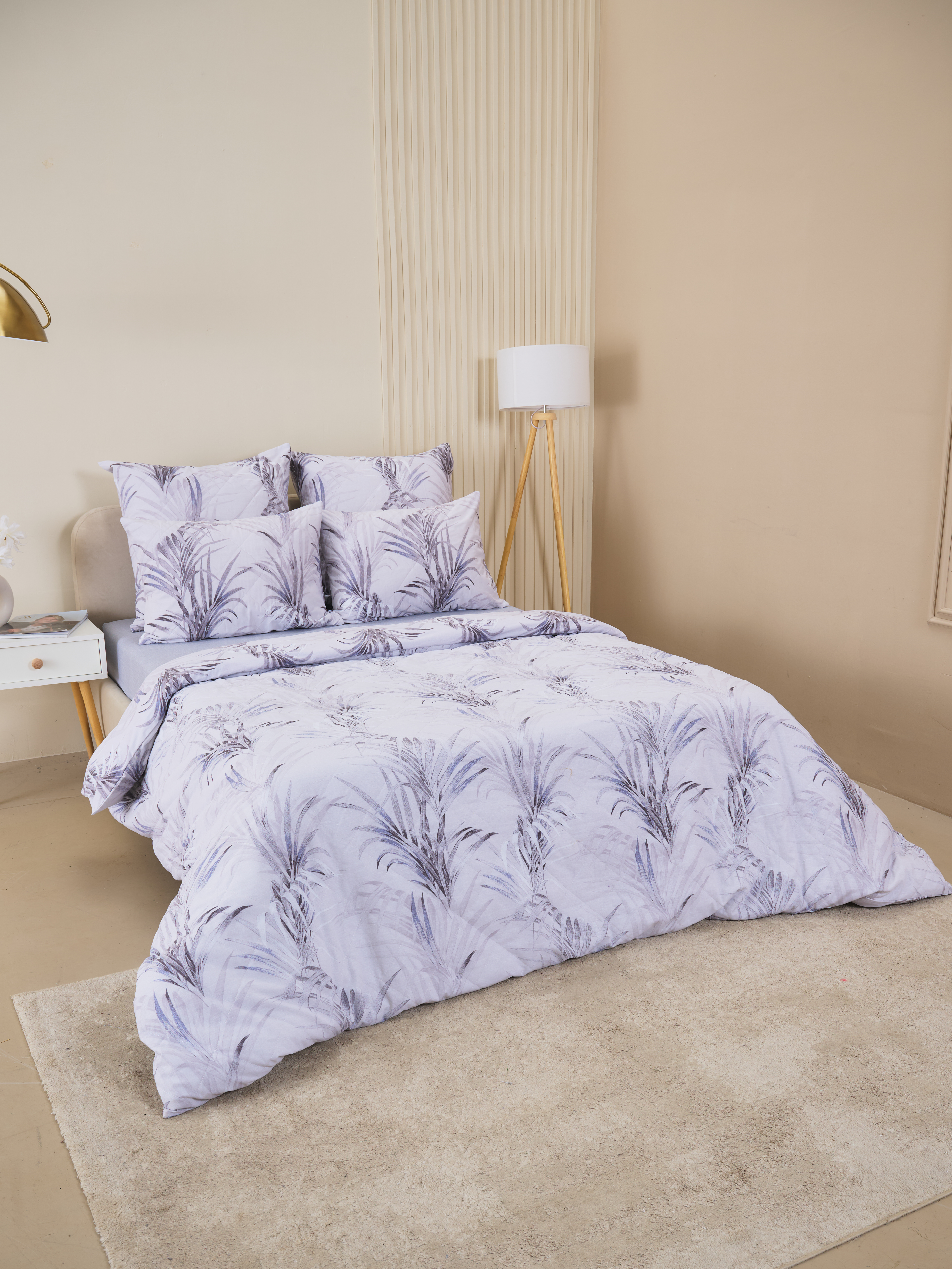 Постельное белье зима-лето из поплина с простыней на резинке - Ночная тишина