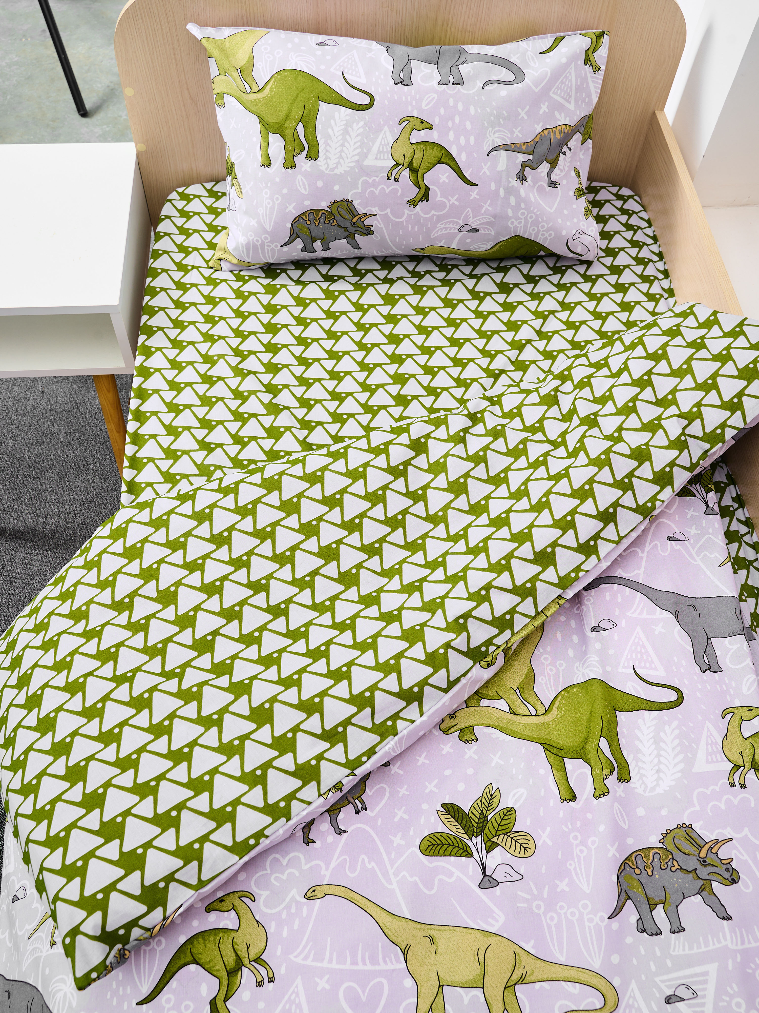 Постельное белье детское поплин с простыней на резинке - Юрский период