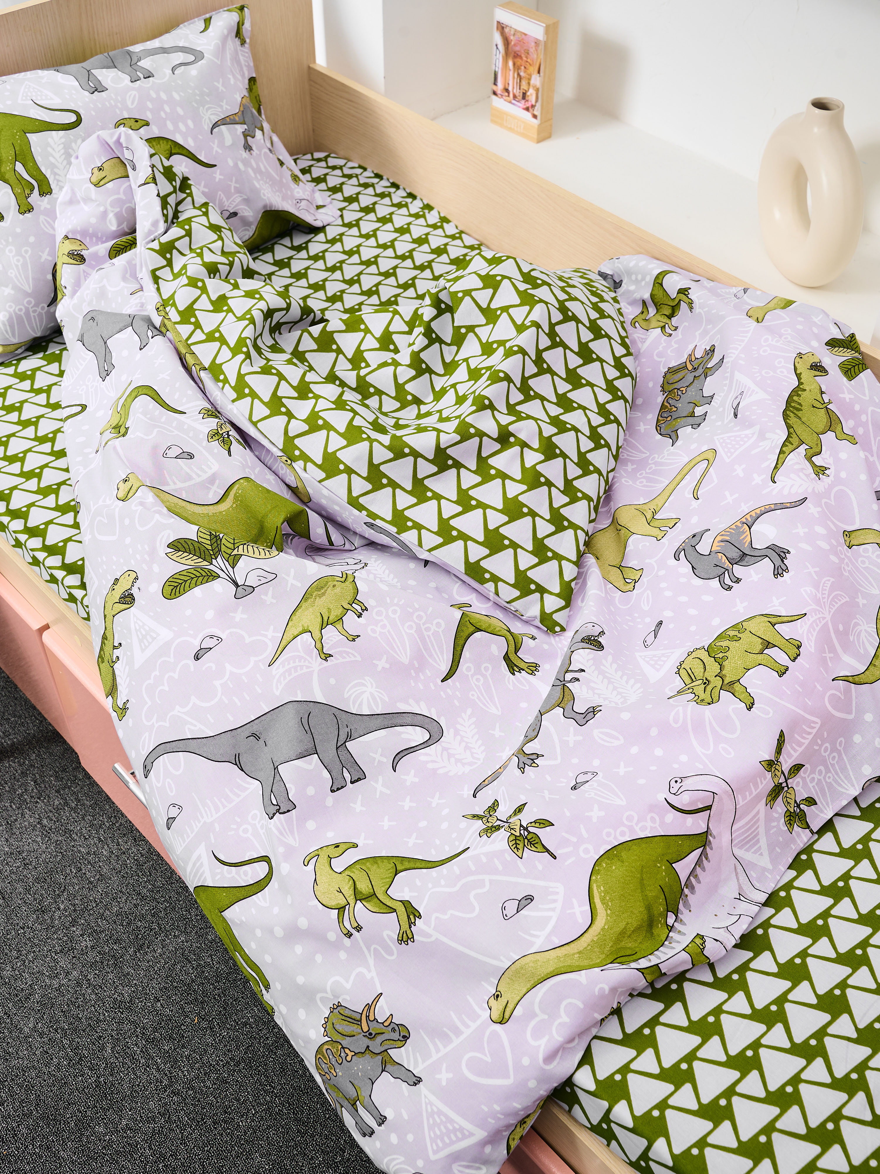 Постельное белье детское поплин с простыней на резинке - Юрский период