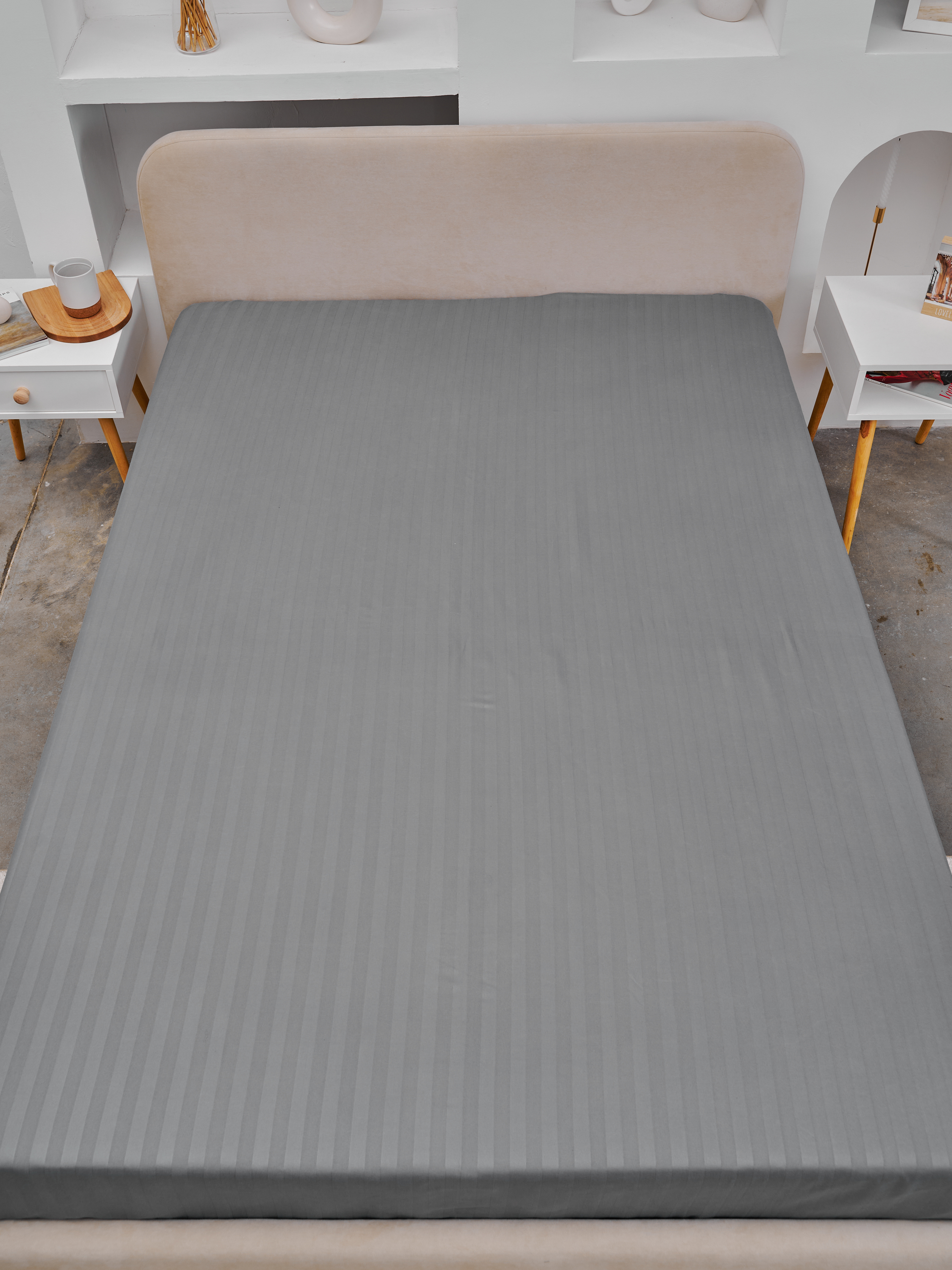 Простыня Микрофибра Страйп - Светлый серый