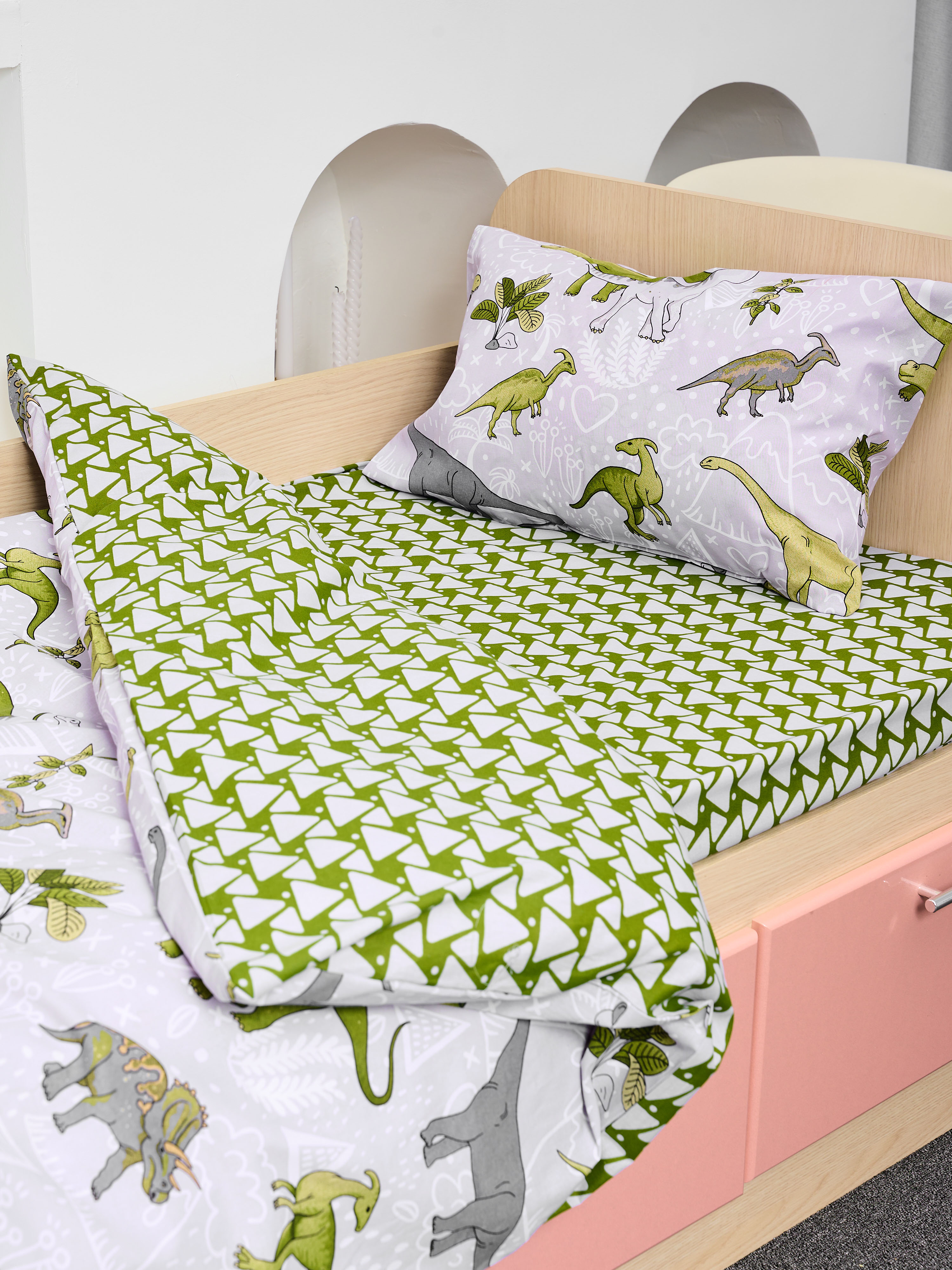 Постельное белье детское поплин с простыней на резинке - Юрский период