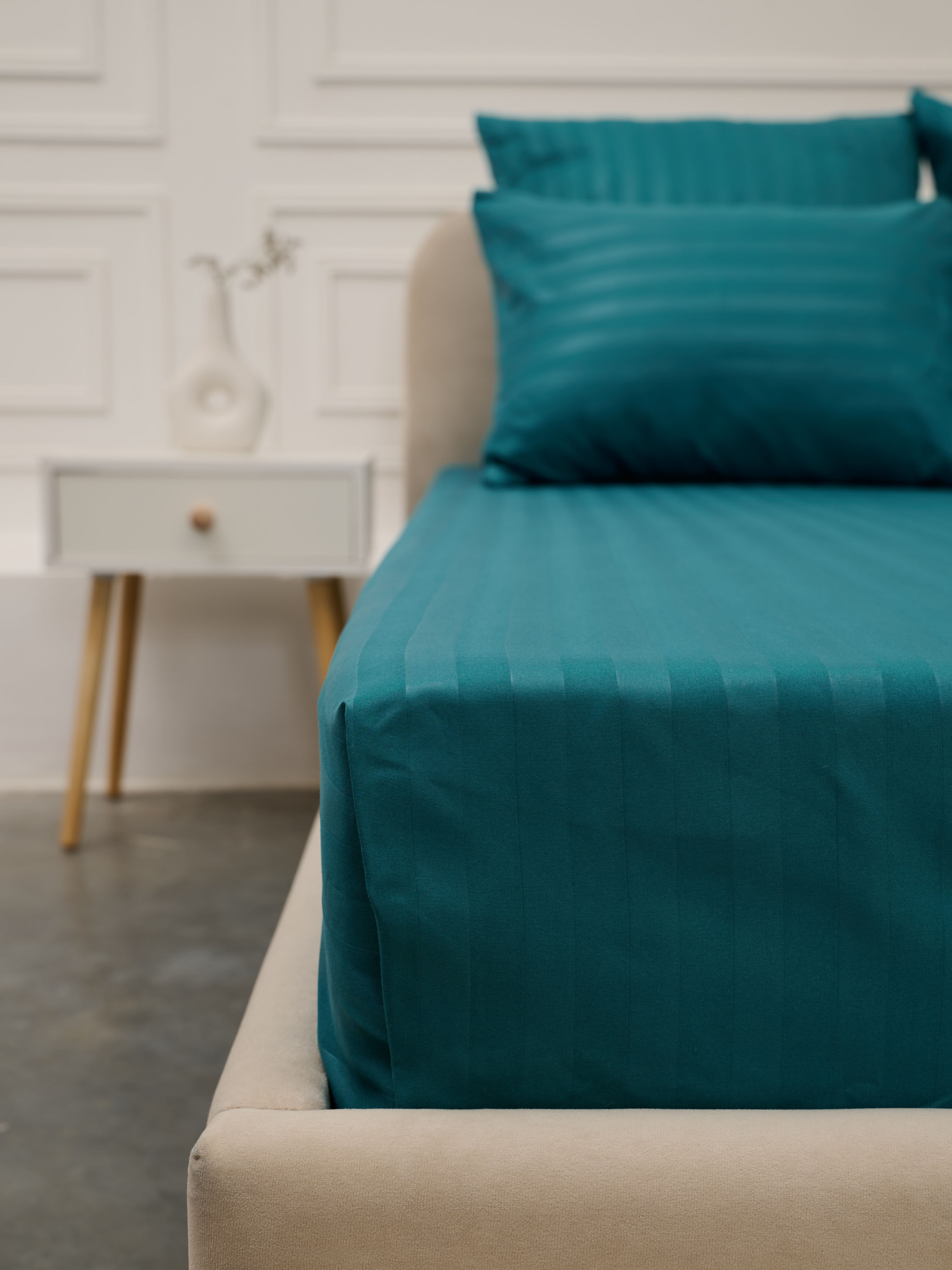 Простыня Микрофибра Страйп - Морская волна