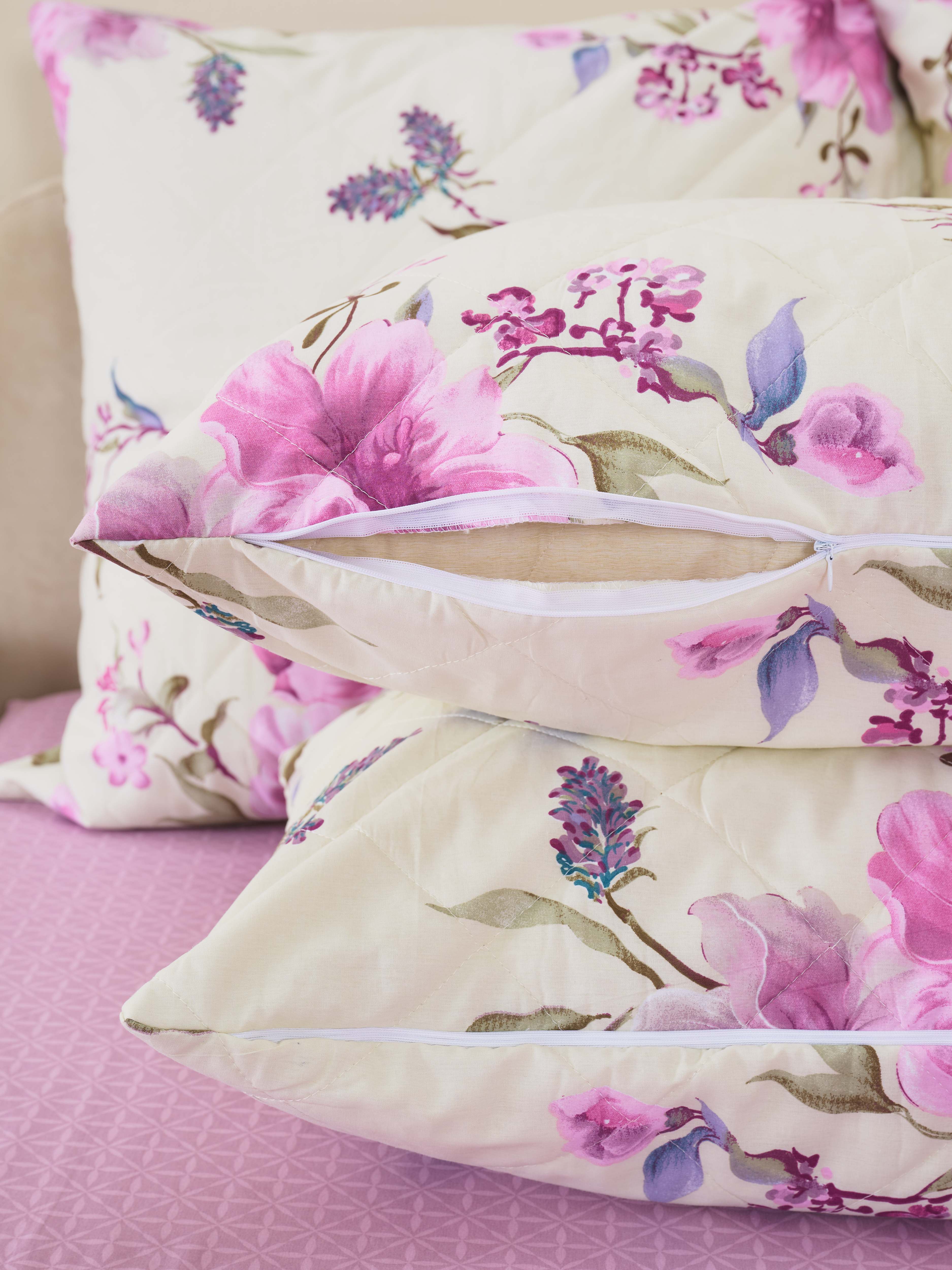 Постельное белье зима-лето из поплина с простыней на резинке - Джина