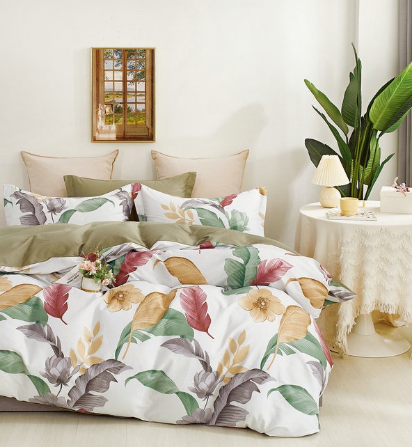 Постельное белье сатин элит на молнии - Листья тропиков
