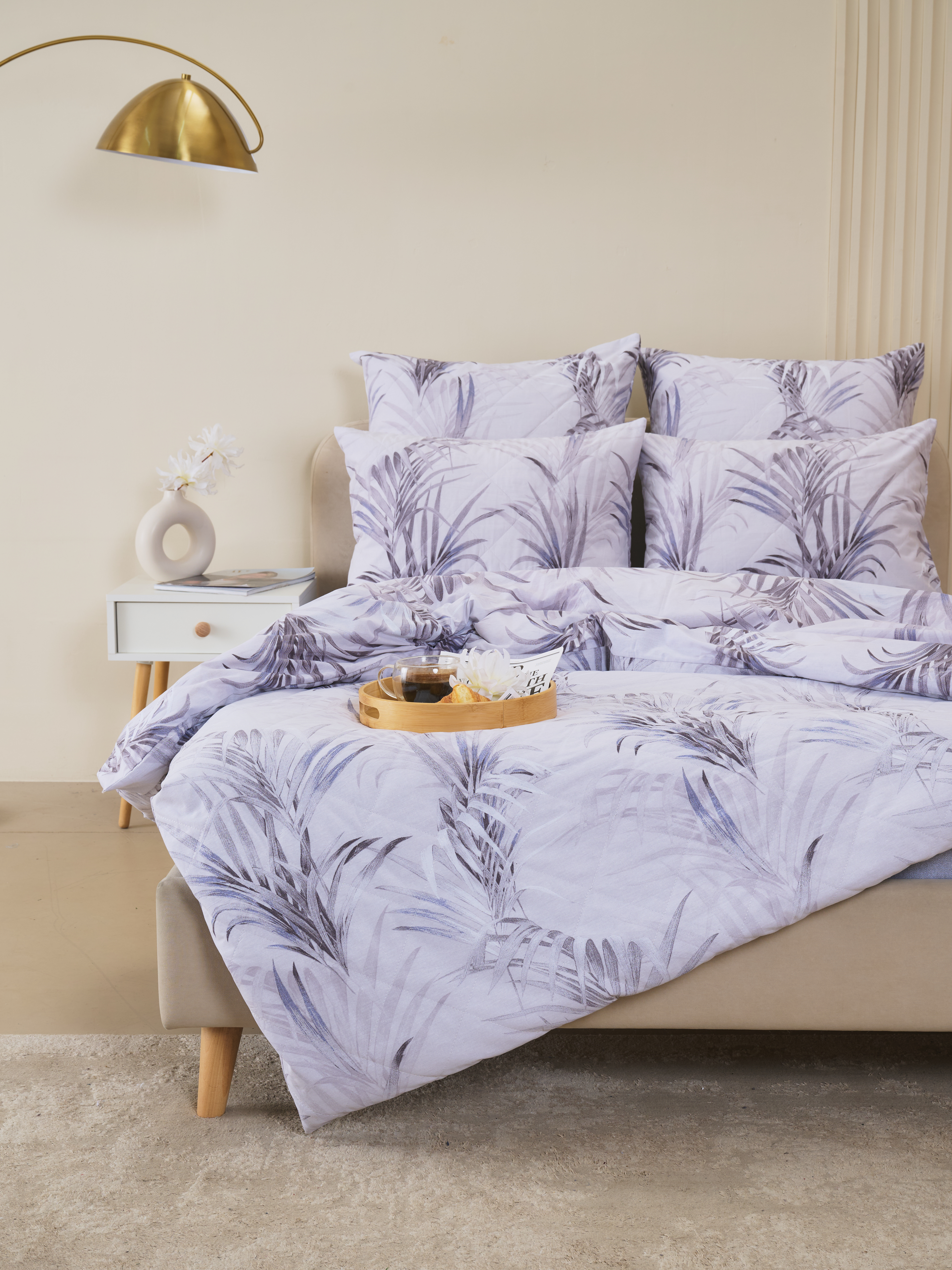 Постельное белье зима-лето из поплина с простыней на резинке - Ночная тишина