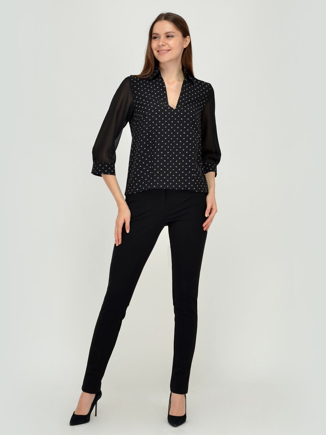 ст. цена1170руб.! VISERDI Блузка 10035-бкв 250480Черный