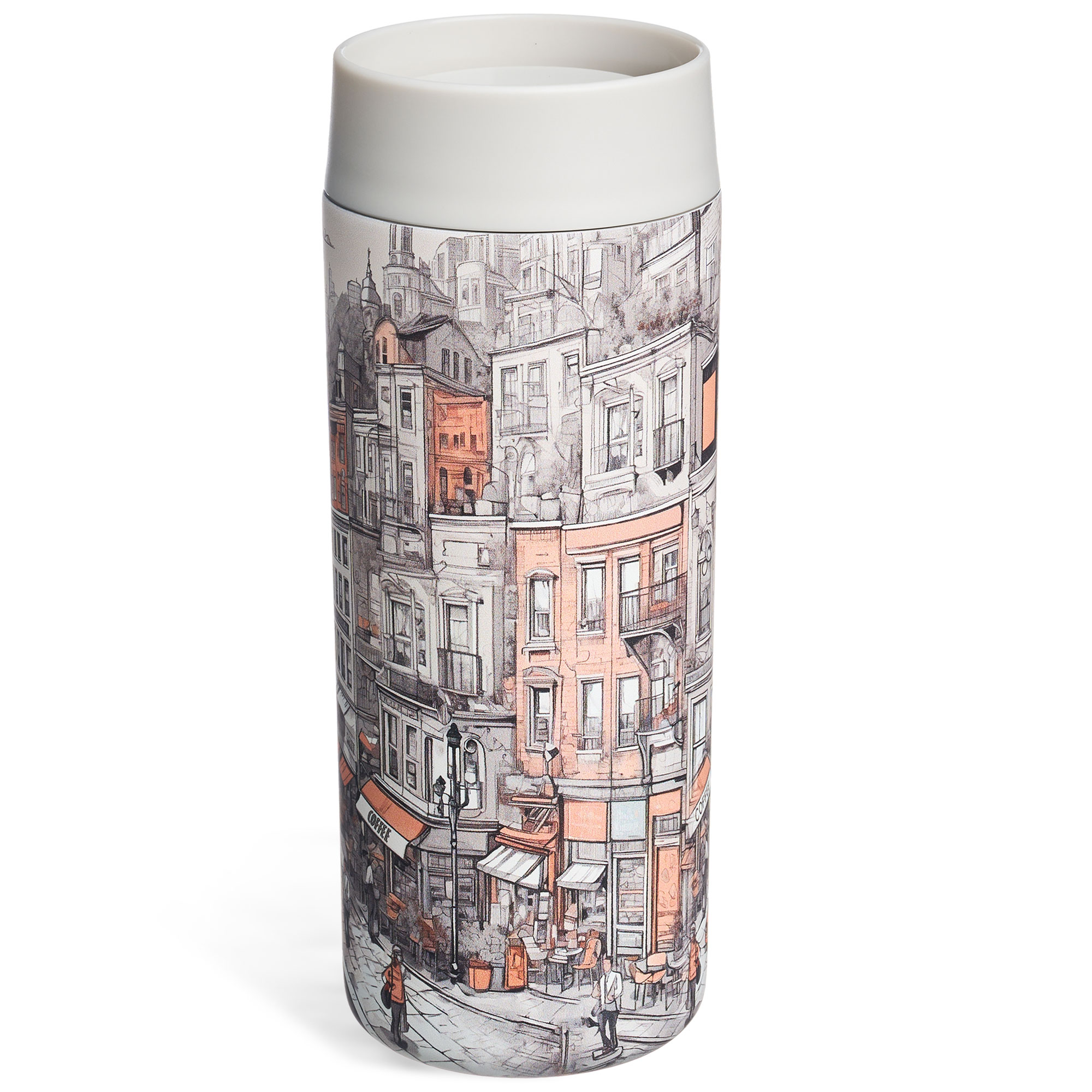 ТЕРМОКРУЖКА ГОРОД 350 МЛ, КОЛБА НЕРЖ.СТАЛЬ 18/10