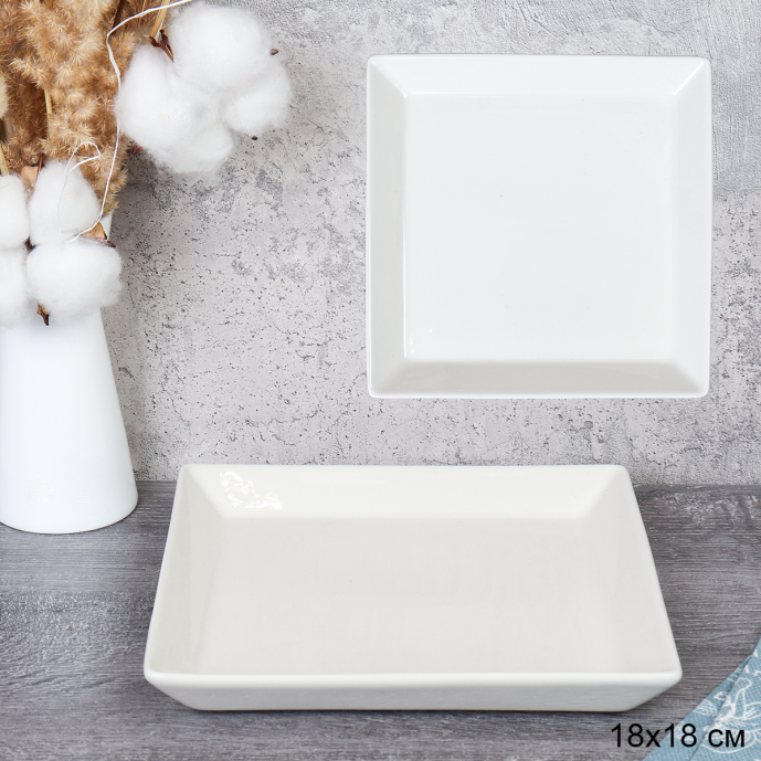 Тарелка квадратная 18 см / DR-1024 /уп 38/