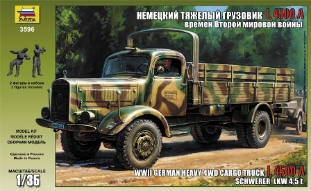 3596 - Сборная модель Немецкий тяжелый грузовик времен Второй Мировой Войны 4500A