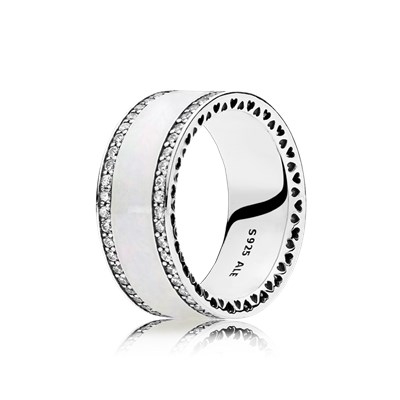 Кольцо с Эмалью серебряного цвета