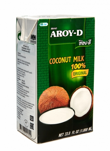 Кокосовое молоко AROY-D 60%, 1л (Tetra Pak)(жирность 17-19%)