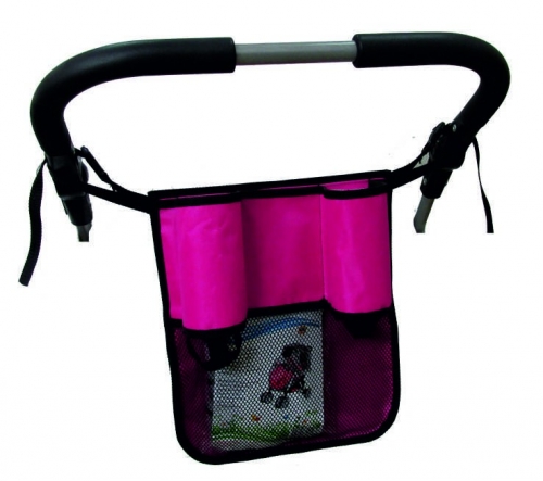 Сумка для коляски и санок, материал ПВХ,сетка, р-р 36*30 см, цвет розовый	