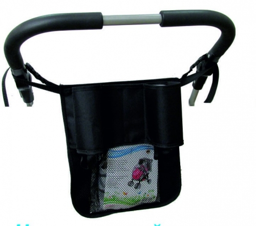 Сумка для коляски и санок, материал ПВХ,сетка, р-р 36*30 см, цвет черный