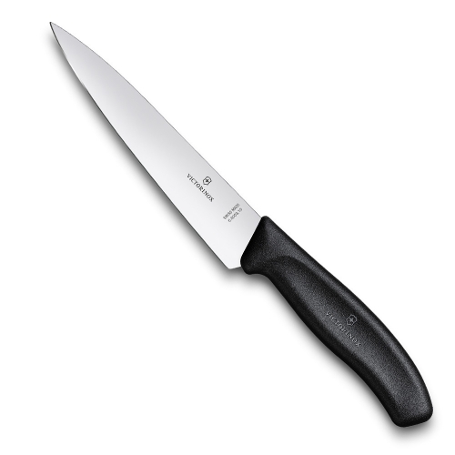 Нож Victorinox разделочный, лезвие 19 см, черный, в картонном блистере