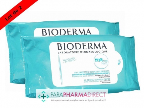 Bioderma ABCDerm H2O Lingettes Dermatologique 2x60 lingettes Lot × 2