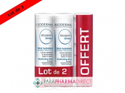 Bioderma Atoderm Stick Lèvres 2+1 offert Lot × 3