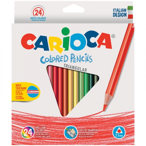 Код 262585 Карандаши цветные Carioca 24цв., трехгран., заточен., картон, европодвес