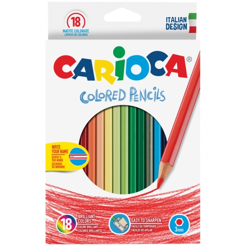 Код 083924 Карандаши цветные Carioca 18цв., заточен., картон, европодвес