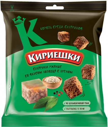 БС108  Сухарики Кириешки со вкусом холодца с хреном, 40 г.