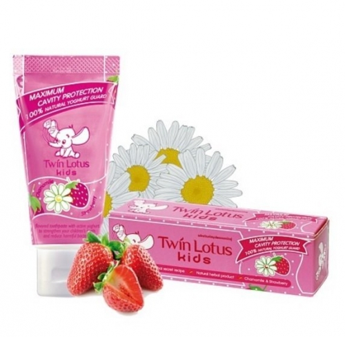Детская зубная паста Клубника и ромашка, Kids Toothpaste Strawberry&Chamomile Twin Lotus, 50 г