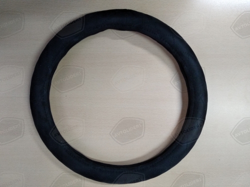 Оплетка на рулевое колесо, Автолидер, М(37-39см), (спонж,ромб,черый,), красн.упаковка