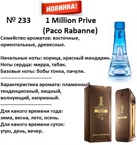 1 Million Prive (Paco Rabanne) 100мл for men версия аромата