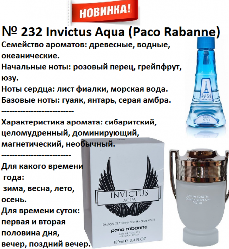 Invictus Agua (Paco Rabanne) 100мл for men версия аромата