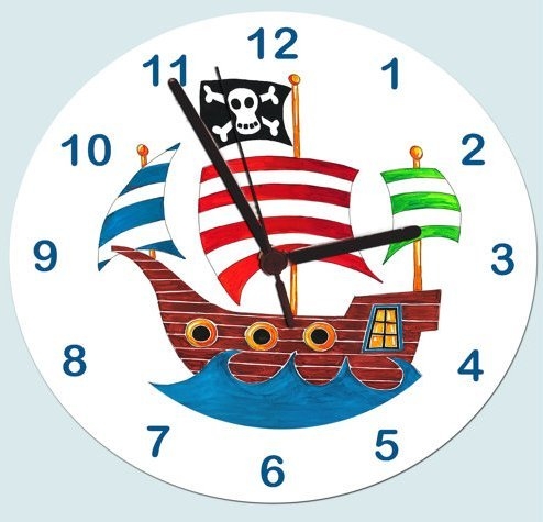 032_8218 Набор-раскраска для создания часов Пиратский корабль с красками и механизмом 345