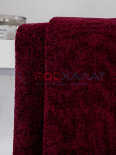 Махровое полотенца без бордюра  Темно-бордовый