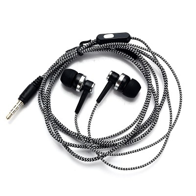 Наушники-гарнитура с плетеным кабелем с микрофоном