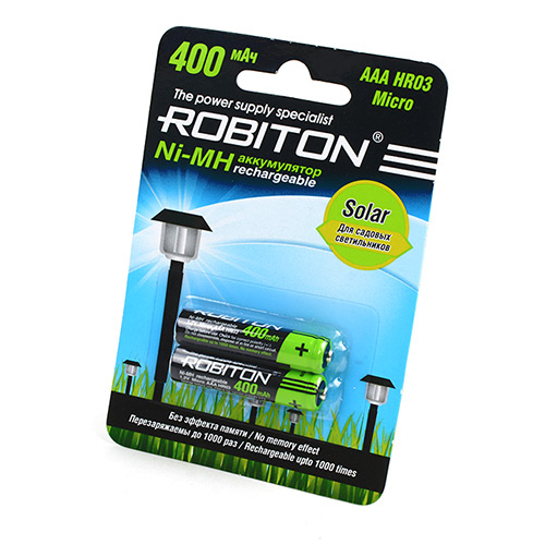 Аккумулятор AAA Robiton 400mAh BL2 для садовых светильников (2/50)