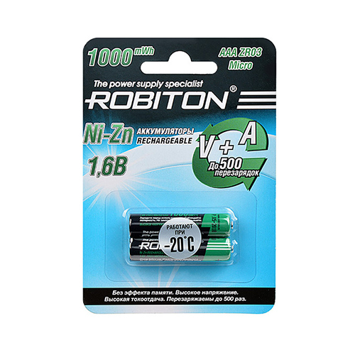 Аккумулятор AAA Robiton NI-Zn 1000мВтч 1,6v BL2 (2/50)