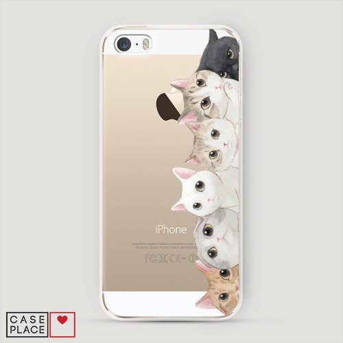 Cиликоновый чехол Котики на iPhone 5/5S/SE