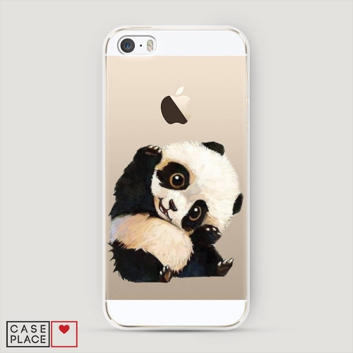 Cиликоновый чехол Большеглазая панда на iPhone 5/5S/SE