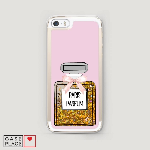 Жидкий чехол с блестками Paris parfum на iPhone 5/5S/SE