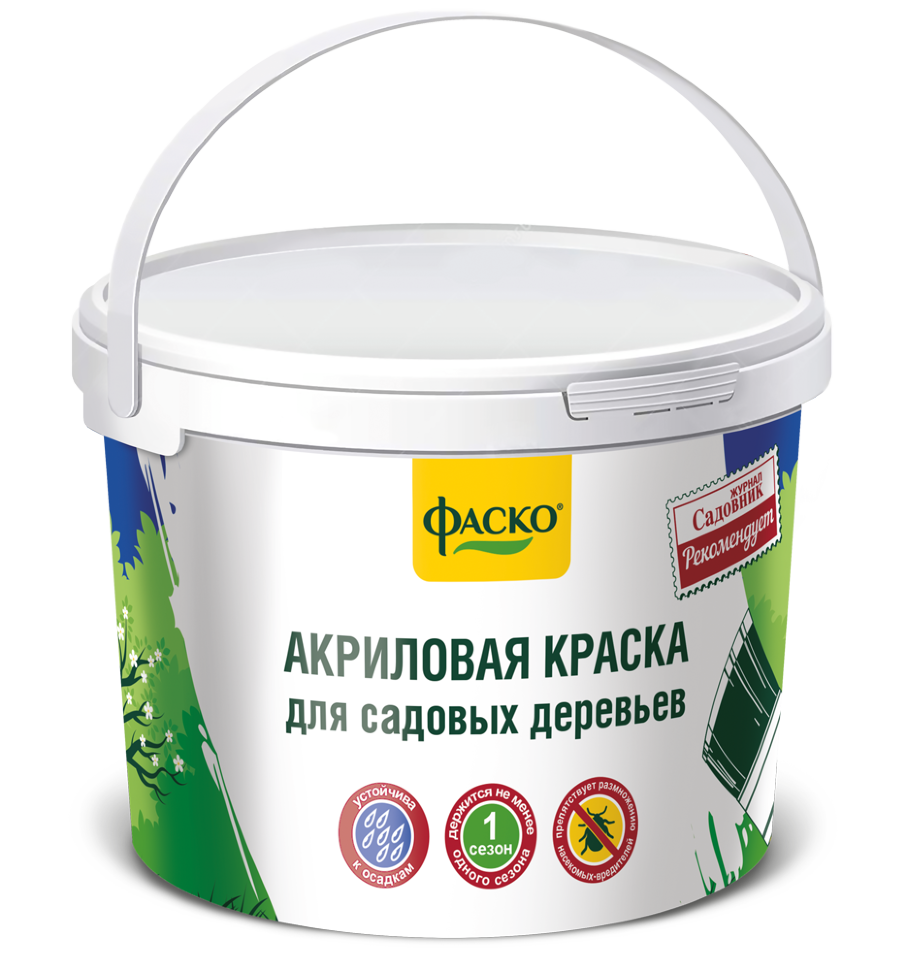 Сад. побелка Краска акрил ФАСКО, ведро 1,2 кг / 6 шт (паллет 384 шт) Фаско