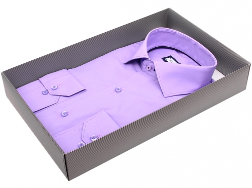 Сиреневая приталенная мужская рубашка Louis Fabel 2019-41