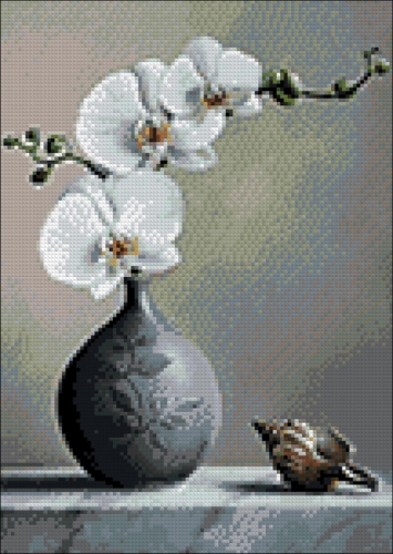 Алмазная мозайка: Белая орхидея размер 27х38 Ag 4643
