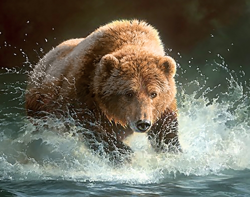 Алмазная мозайка: Медведь на рыбалке размер 48х38 Ag 086