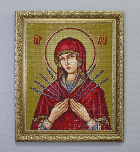 Алмазная мозайка:  Икона Пресвятой Богородицы «Семистрельная» размер 38х48 Ag 090