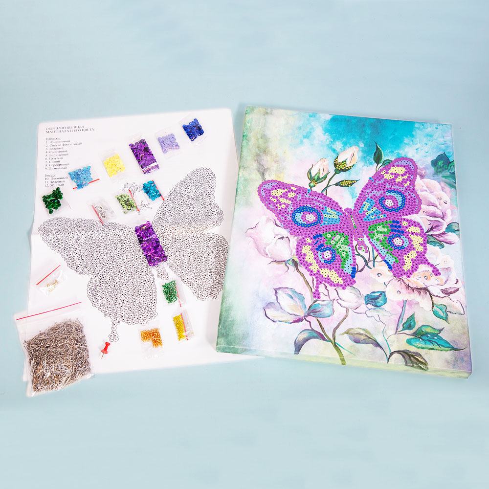 Мозаика из пайеток на холсте