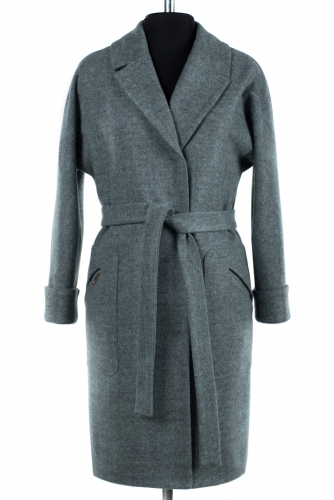 01-6444 Пальто женское демисезонное (пояс) Валяная шерсть Светло-зеленый