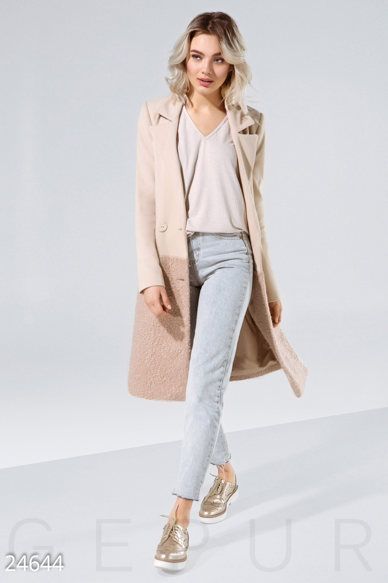 Комбинированное женское пальто. gepur