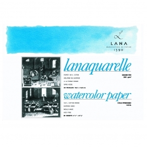 LANA Альбом-склейка для акварели Lanaquarelle, 300 гм, 20 л, хлопок 100%, среднее зерно