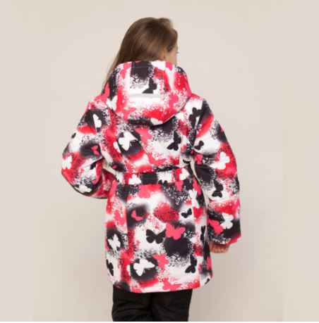 Удлиненная зимняя куртка для девочки, модель ЗУ68Х цвет BUTTERFLY